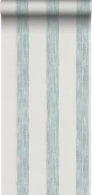 Produktbild von Sanders & Sanders Tapete gemalte Streifen Blaugrün und Weiß 53 cm x 10,05 m