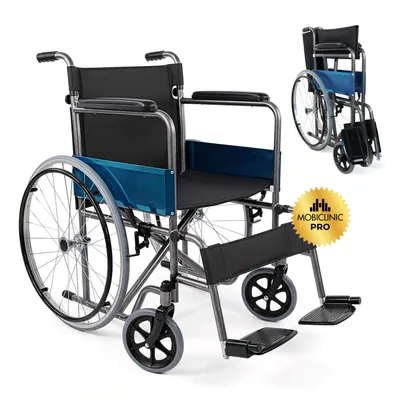 Obrázok produktu pre Invalidný vozík skladací Mobiclinic s vlastným pohonom Parkovacia brzda Sedadlo 46 cm Polstrované podrúčky Odolné olejované kolesá čierne Alcázar