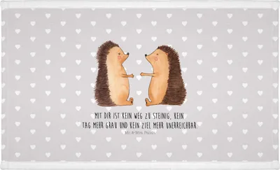 Produktbild von Mr. & Mrs. Panda Handtuch Igel Liebe - Grau Pastell - Geschenk, Freundin, Flauschtuch, Verliebt, frottierhandtuch, gesichtshandtuch, 50x100, Hochzeit, baumwolle