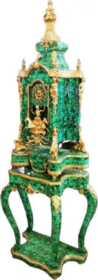 Immagine prodotto di Casa Padrino Orologio a pendolo barocco verde/oro - Magnifica consolle in legno massiccio in stile barocco con orologio in nobile aspetto malachite - Mobili da salotto in stile barocco - Mobili barocchi - Nobile e magnifico