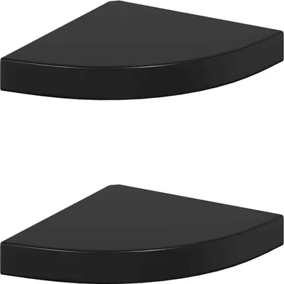Produktbild von vidaXL Eck-Schweberegale 2 Stk. Hochglanz-Schwarz 25x25x3,8 cm MDF