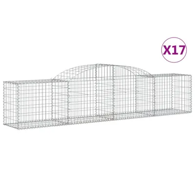 Produktbild von Gabionen mit Hochbogen 17 Stk. 300x50x60/80 cm Verzinktes Eisen
