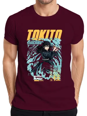 Produktbild von Demon Slayer Tokito Muichiro Mist Hashira Nebel Schwert Geschenk Herren T-Shirt, Burgundy, S
