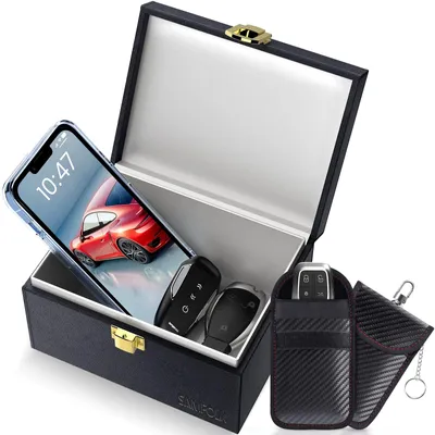 Produktbild von Samfolk Keyless Schutz für Autoschlüssel Box und Faraday Bags 2 Stück, Rfid Anti-Diebstahl – Schwarz