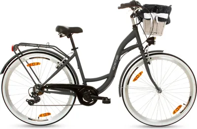 Produktbild von Goetze Citybike Mood 28 Zoll, 7-Gang Shimano, Tiefeinstieg, Damenfahrrad inkl. Rattan-Korb
