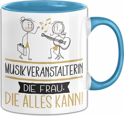 Produktbild von Musikveranstalterin Geschenk Tasse Becher Die Frau Die Allen Kann Geschenkidee für eine Musikveranstalterin Lustig (Blau)