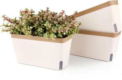 Obrázek produktu pro sada 3 samozavlažovacích truhlíků na květiny hnědé barvy 27 cm pro kuchyňský balkon