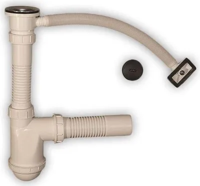 Produktbild von Spültischsiphon 1 Becken - Mit Flexiblem Überlauf - Hj/S2018