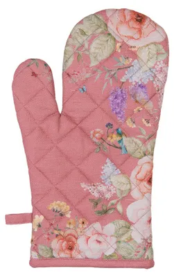 Produktbild von Clayre & Eef Ofenhandschuh 18x30 cm Rosa Baumwolle Blumen