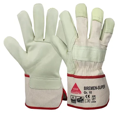 Produktbild von Hase Arbeitshandschuhe Bremen-Super Größe 9, Rindnarbenleder 12 Stk