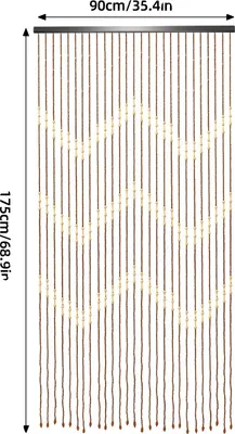 Image de Rideau en perles, fabriqué en bambou écologique, design rétro, bois