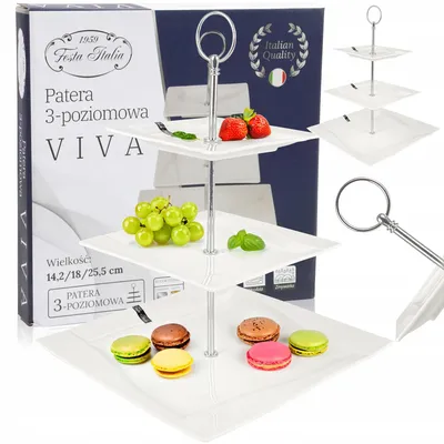Produktbild von Festa Italia Viva Porzellan-Etagere 3-stufig Weiß Elegant