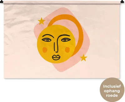 Produktbild von MuchoWow® Wandteppich Wandbehang Gesicht - Sommer - Rosa 120x80 cm Tapisserie Dekoration Wandtuch - Wanddekorationen - Wandtücher