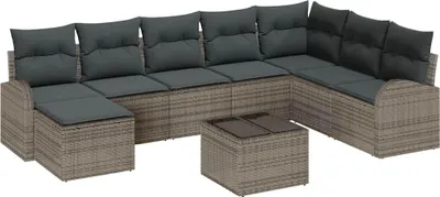 Obrázek produktu pro vidaXL Sada pohovek, 9 kusů, šedá, polyratan