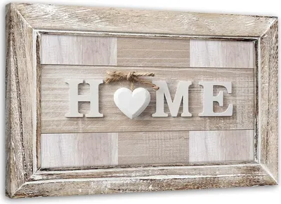 Immagine prodotto di Quadro su tela con scritta "Hausinschrift" in legno chiaro con cornice 90x60 cm Feeby beige quadro da parete pronto per essere appeso