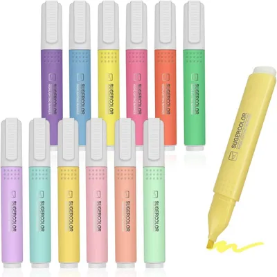 Produktbild von YOSKAEDI Textmarker 12 Stück Highlighter Pen Pastell Stifte für Schule und Büro