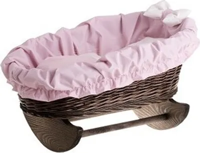 Produktbild von Handgeflochtene Weidenwiege für Puppen – reizendes und langlebiges Puppenbettchen Puppenwiege ideal für fantasievolles Spielen Kinderzimmerdekoration