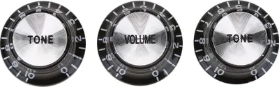 Zdjęcie produktu dla Alomejor Guitar Knobs Metric Guitar Top Hat Knob Hat Shape Pot do gitary elektrycznej 3 pokrętła z białymi cyframi, 1 głośność + 2 tony
