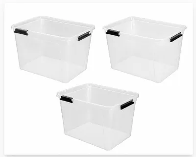 Productafbeelding van Opbergboxen zonder deksel 26,6 liter kunststof transparant 40 x 40 x 27 cm set van 3 stuks