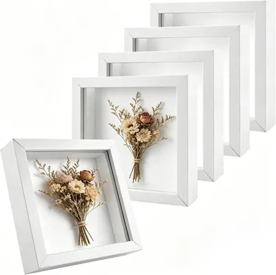 Productafbeelding van 3D fotolijst om te vullen 15 x 15 cm, 5 stuks, wit, voor herinneringen