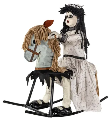 Produktbild von Schaukelpferd mit animierter Geisterpuppe 72cm