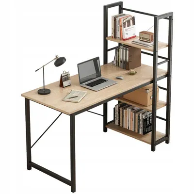 Produktbild von Computertisch mit Regal, modern, Loft, hellbraun