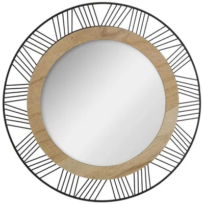 Immagine prodotto di Well Home – Specchio da parete rotondo, in legno e metallo, diametro 45 cm – elegante e