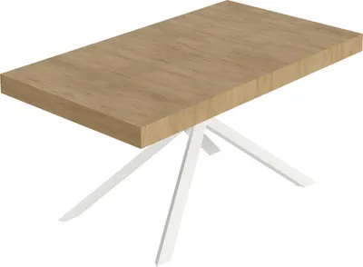 Image de Table Extensible Niket 160/420X90 Cm Chêne Naturel Pieds Blancs