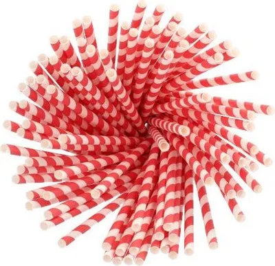 Produktbild von 1000 Trinkhalme Papier Ø 6 mm · 20 cm rot/weiss "Stripes"