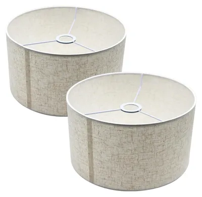2er Set Lampenschirme Ø 28 cm, Leinen, E27, Zylinder