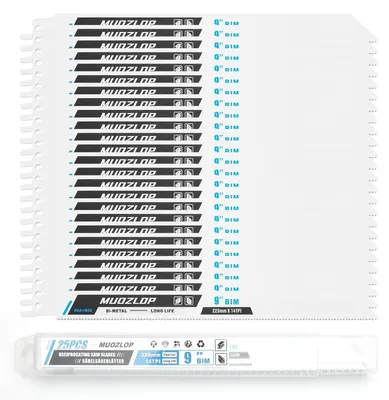 Immagine prodotto di Set di lame per seghetto alternativo, 25 pezzi, 225 mm, 14 denti per pollice, per metallo, attacco da 1/2 pollice, bimetalliche