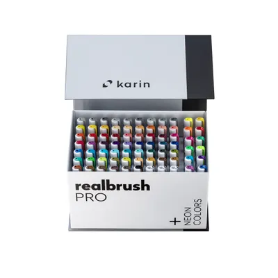 Immagine prodotto di KARIN Realbrush PRO Mega Box PLUS con 72 colori, 3 frullatori e astuccio esclusivo