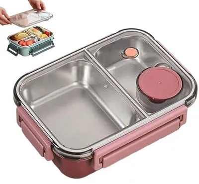 Zdjęcie produktu dla Pudełko na naczynia – 850 ml – RVS – Pudełko na przekąski dla dzieci – Bez BPA – Można myć w zmywarce – Duża pojemność – Idealne do szkoły, pracy i podróży – Różowe