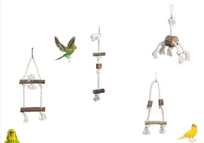 Produktbild von 4er Set Vogelspielzeug, Schaukel, Leiter, Kletterseil zum Aufhängen