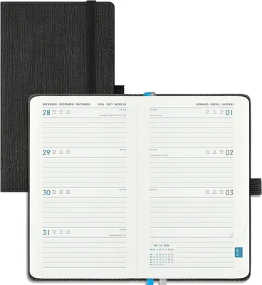 Immagine prodotto di Agenda 2026-2027, agenda settimanale tascabile, formato A6 (16,4 x 9,5 cm), 18 mesi, ideale per la scuola
