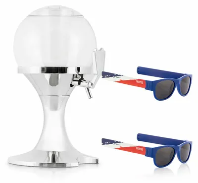 Productafbeelding van Pack met bierkoeler-dispenser van InnovaGoods en 2 inklapbare zonnebrillen van Sunfold France