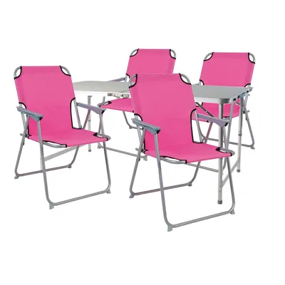 5-teiliges Campingmöbel Set Pink Alu mit Tragegriff Camping 120x60x58/70cm