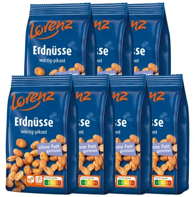 Image de Cacahuètes Lorenz épicées grillées sans graisse 150g paquet de 7