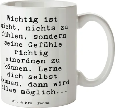 Produktbild von Mr. & Mrs. Panda Tasse Spruch Emotionen ausdrücken Weisheit - Weiß - Geschenk, einordnen, Trinkbecher, Kaffeetasse, kreative Geschenke, Teetasse, Mut, Pott, Aufmunterung