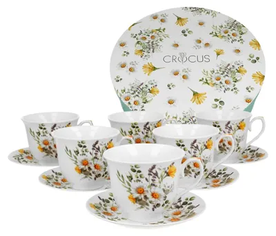 Produktbild von DUO Set aus 6 DAISY Porzellan Kaffee- und Teetassen in Geschenkbox