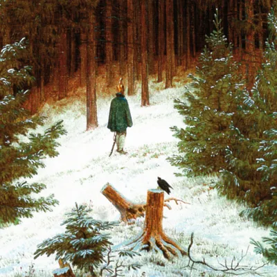 Obrázok produktu pre Caspar David Friedrich Art Print Obraz - Chasseur v lese, 1813 (70 x 70 cm)