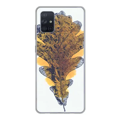 Produktbild von MuchoWow® Handyhülle Schutzhülle Hülle für Samsung Galaxy A71 Aquarell - Orange - Eichenblatt Silikon Softcase Handy Hülle - Kartenbesitzer