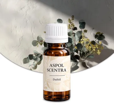 Produktbild von Aspol Scentra Zitronen-Eukalyptus UFIREADY Duftöl für Kerzen und Diffusoren 10 ml, KI-generiertes Bild