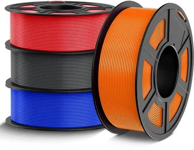 Obrázek produktu pro PETG tiskový materiál, balení 4 kg (175 mm) pro 3D tiskárny – vysoká přesnost +/- 0,2 mm – 4 cívky po 1 kg – modrá, červená, oranžová, šedá