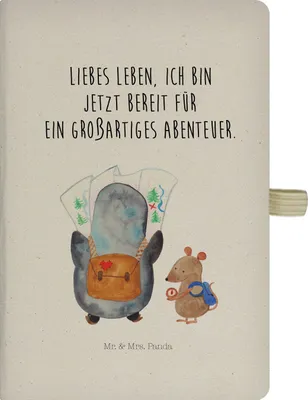 Produktbild von Mr. & Mrs. Panda notizbuch Pinguin & Maus Wanderer - Transparent - Geschenk, Wandern, Notizheft, Reisetagebuch, Abenteuer, Ausflug, Tagebuch, Skizzenbuch, Kladde