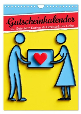 Produktbild von Gutscheinkalender - Gutschein Karten als Geschenk der Liebe (Wandkalender 2026 DIN A4 hoch), CALVENDO Monatskalender