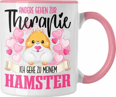 Produktbild von Trendation - Hamster Tasse Geschenk für Hamster Besitzerin Therapie Lustiger Spruch Geschenkidee (Rosa)