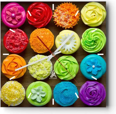 Produktbild von Wanduhr - Quadrat - Glasuhr - Bunt kekse dekoration nachtisch - 30x30cm - Schleichendes Uhrwerk - Lautlos - zum Aufhängen bereit - Dekoration Modern - Wanddekoration aus Glas - C3AC30x30-2692