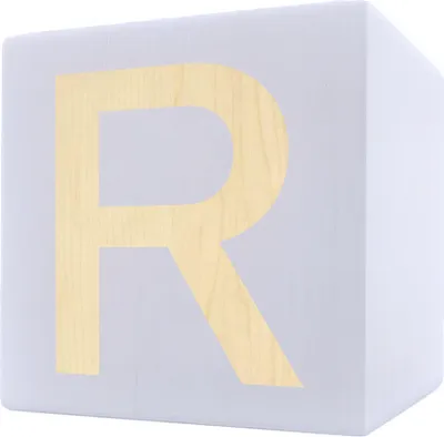 Image de Lettre en bois cube, 5 x 5 cm, blanc, lettre R