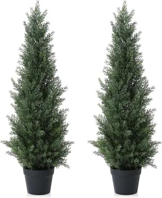 Productafbeelding van Buiten Kunstplanten van 95 cm - Cederboom Set voor Tuin en Veranda Decoratie (2 Stuks)